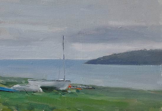 daily painting titled Boats on the Irish coast