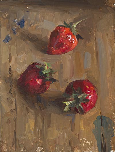 daily painting titled Three strawberries