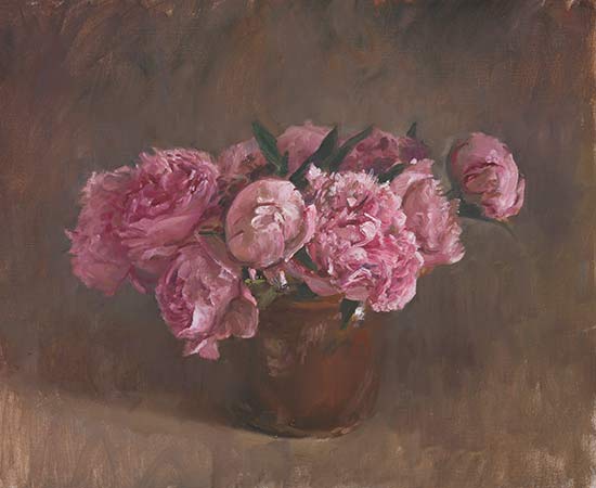 daily painting titled Peonies in a provenÃ§al pot