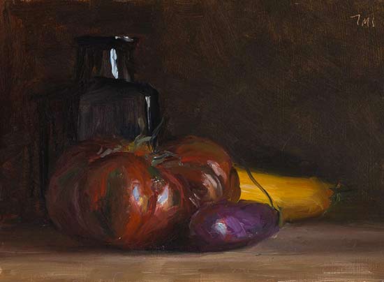 daily painting titled Still life with Provencal vegetables