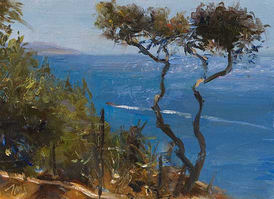 daily painting titled The bay of Marseille from la Redonne