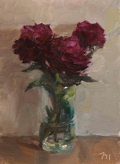 daily painting titled Wine red peonies