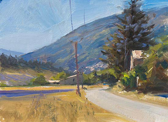 daily painting titled Lavender fields, route de Monieux