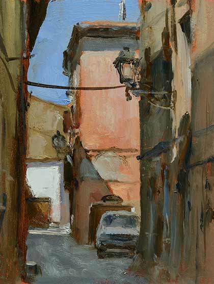 daily painting titled Red house, Civita Castellana