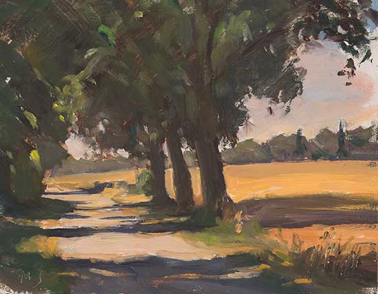 daily painting titled Track under trees, Civita Castellana