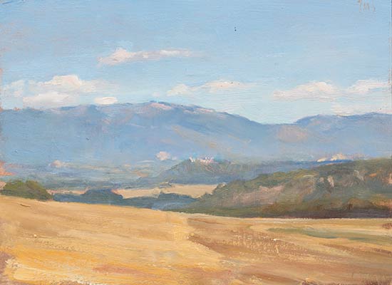 daily painting titled View from Celle, Civita Castellana