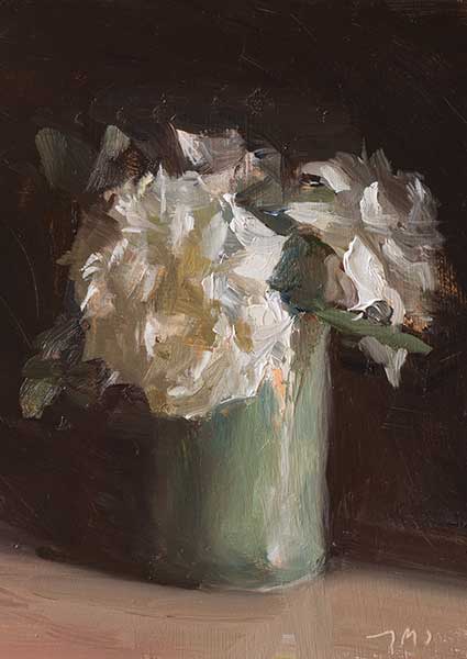 daily painting titled Roses in a green vase