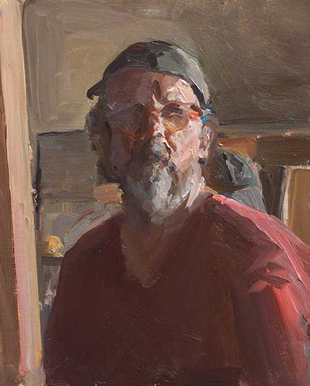 daily painting titled Self portrait with cap and beard