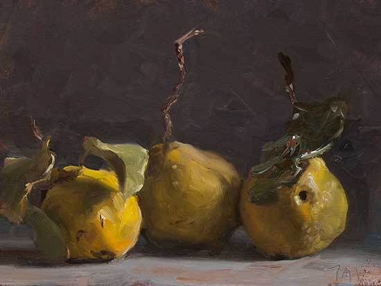 daily painting titled Three quinces