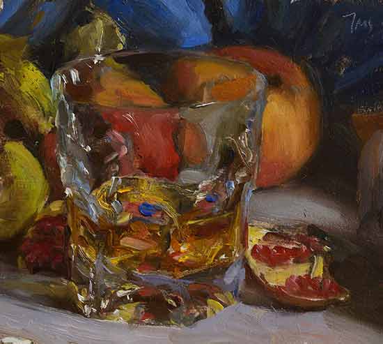 daily painting titled Whisky in a corner of the studio