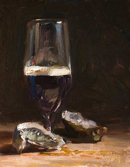 daily painting titled Guinness and oysters