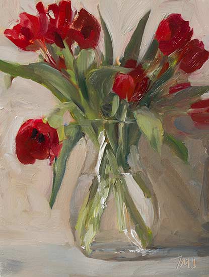 daily painting titled Vase of Tulips
