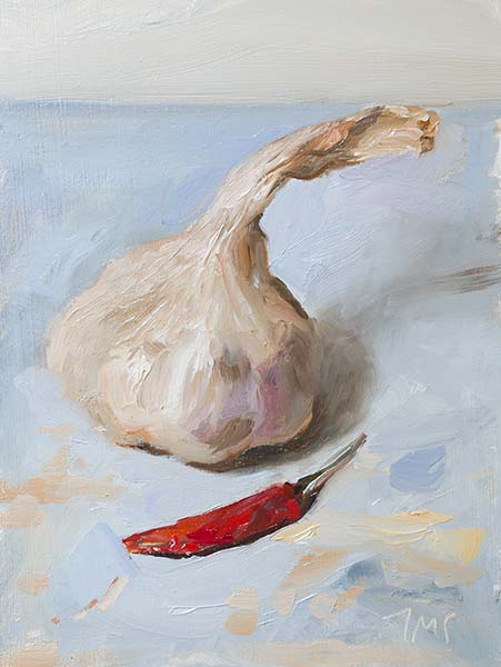 daily painting titled Garlic and chili