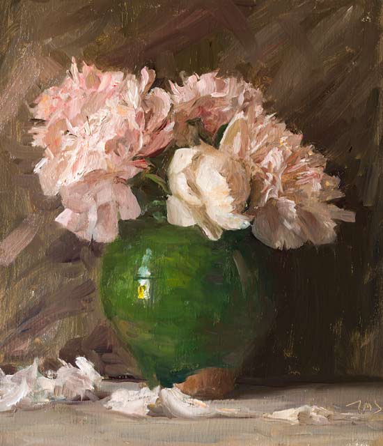 daily painting titled Peonies in a Provencal vase