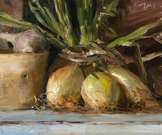 daily painting titled New seasons onions