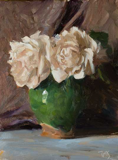 daily painting titled Roses in a ProvenÃ§al vase