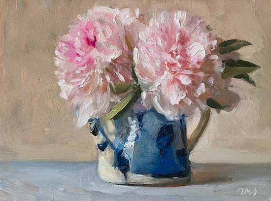 daily painting titled Peonies in a teapot