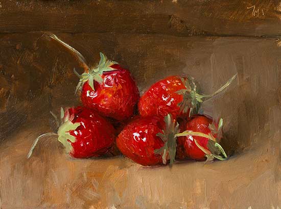 daily painting titled Strawberries from my terrace