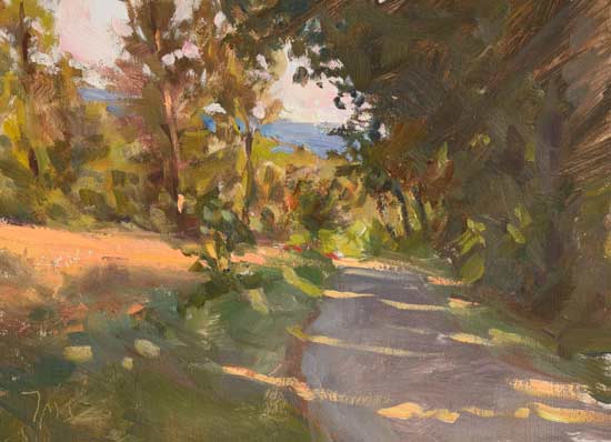 daily painting titled Chemin de St. Jacques, evening