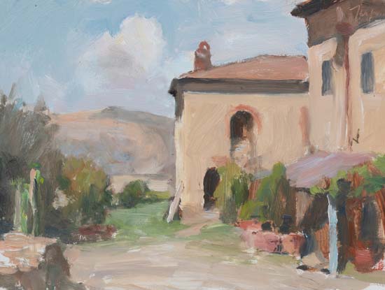 daily painting titled Farmhouses in Tuscany