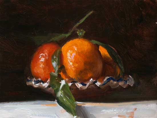 daily painting titled Clementines on a Spanish dish
