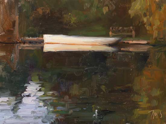 daily painting titled Moored boat on the Thames
