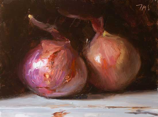 daily painting titled Roscoff onions