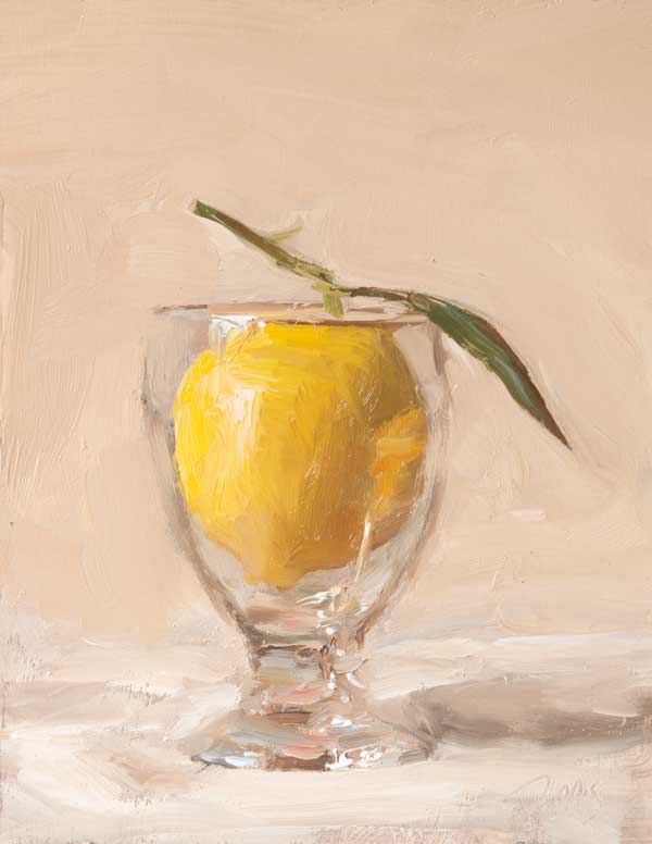daily painting titled Lemon in a glass