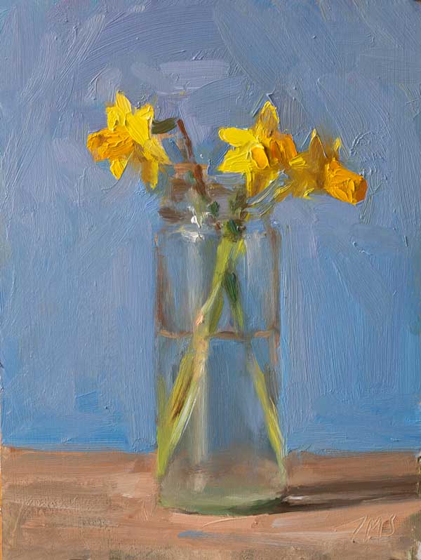 daily painting titled Jonquils with blue background