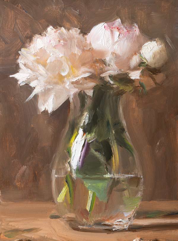 daily painting titled Vase of peonies