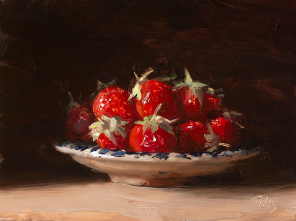 daily painting titled Dish of strawberriess
