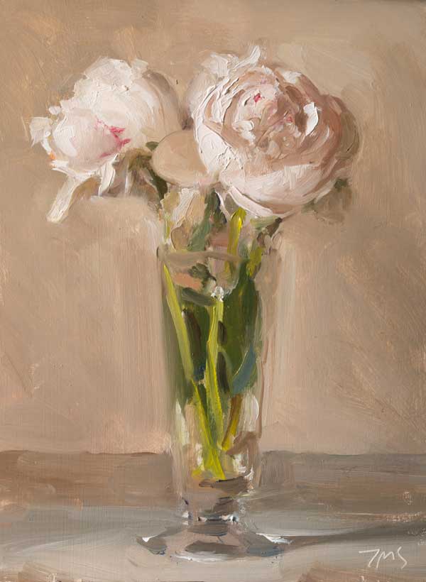 daily painting titled Vase of peonies