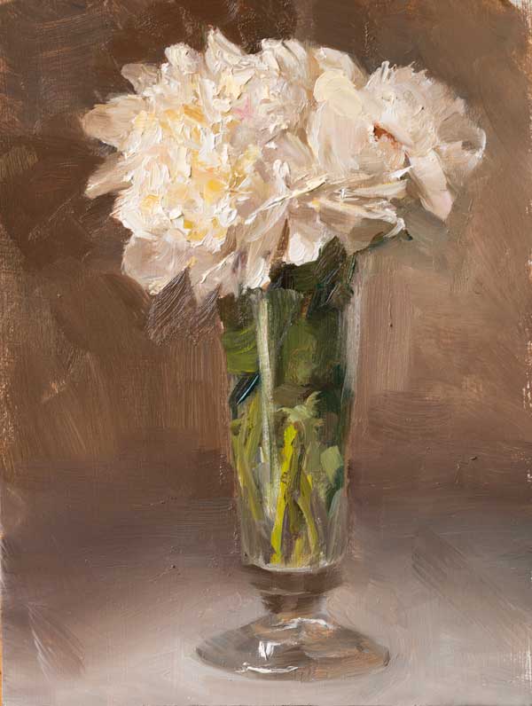 daily painting titled Vase of white peonies