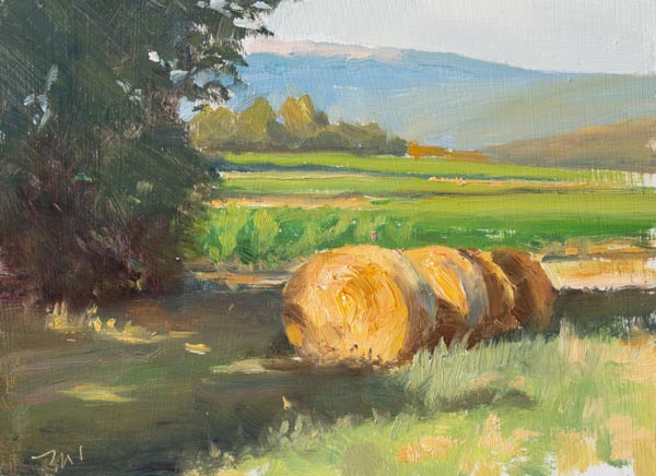 daily painting titled Haybales 