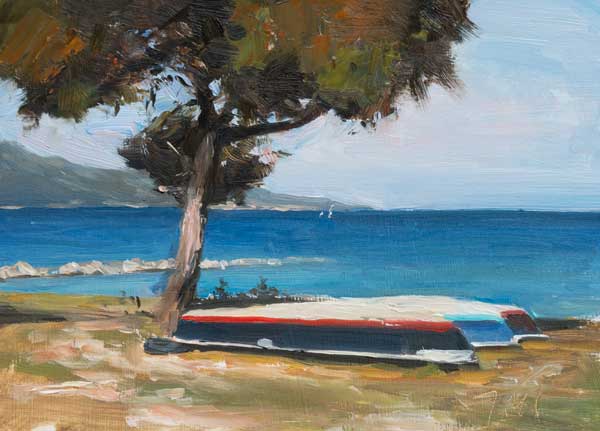 daily painting titled Boats at Saint-Florent