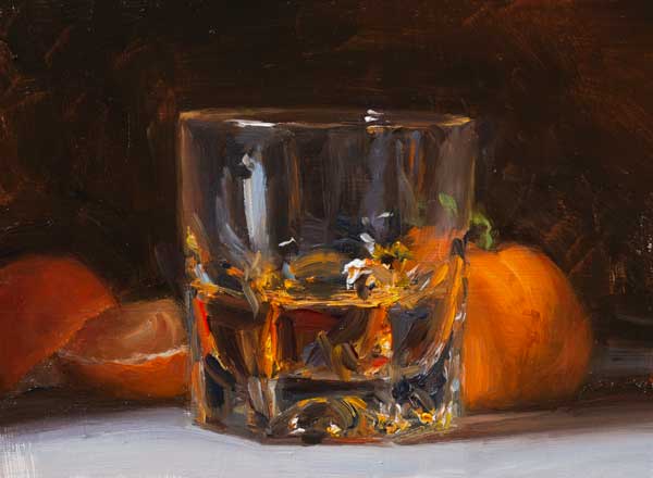 daily painting titled Whisky and clementines