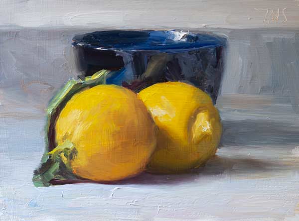 daily painting titled Lemons and bowl