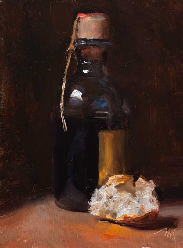daily painting titled Crust of bread with balsamic vinegar