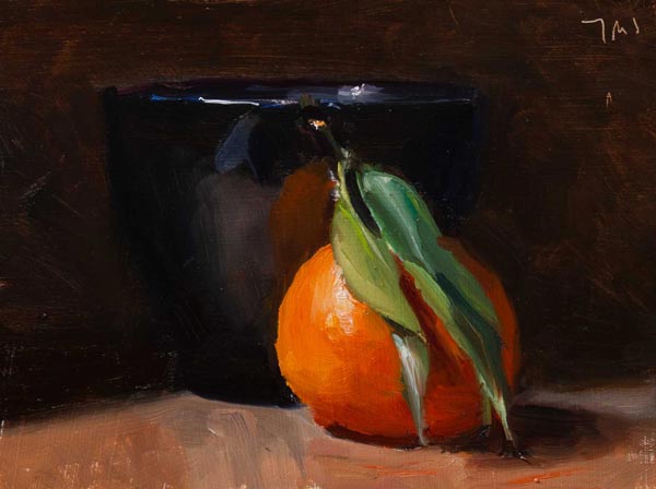 daily painting titled Clementine with black bowl