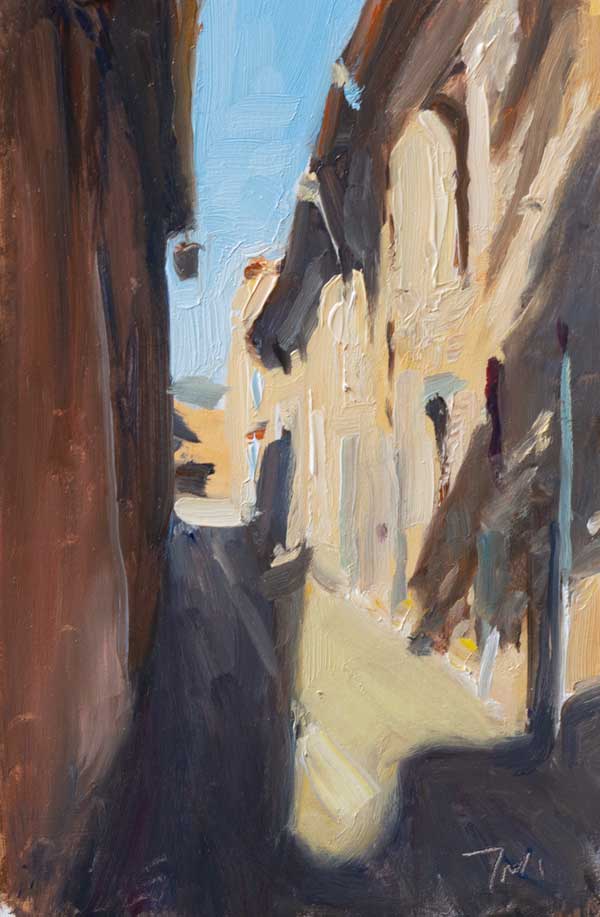 daily painting titled Rue des Peintres, winter