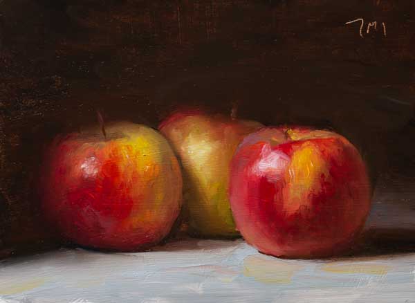 daily painting titled Three apples