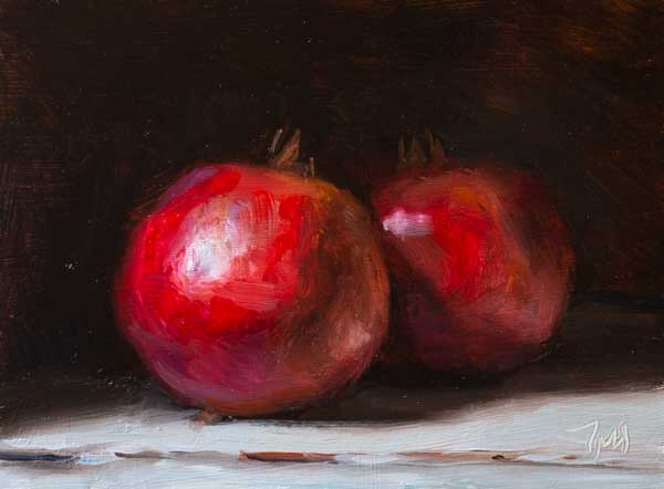 daily painting titled Two Pomegranates