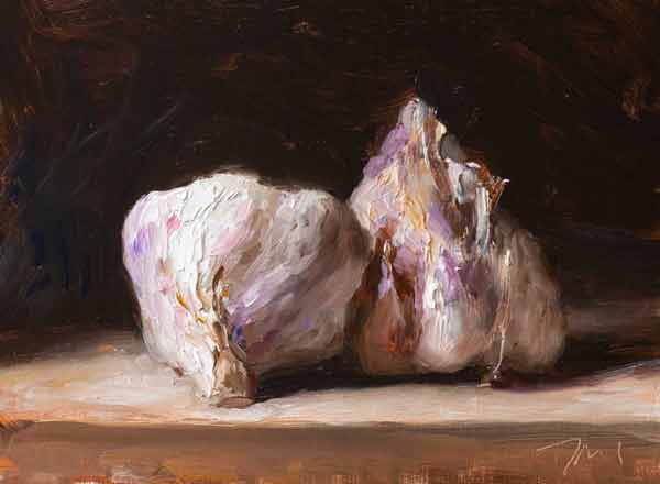 daily painting titled Garlic heads