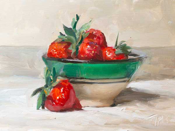daily painting titled Strawberries and Moroccan bowl