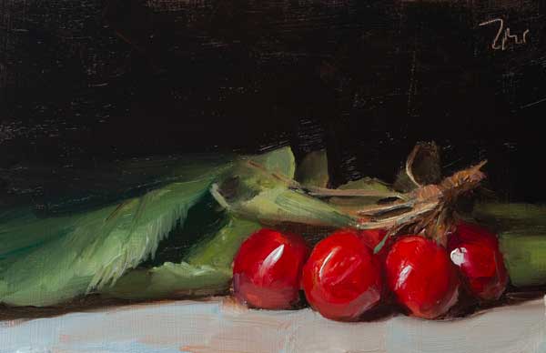 daily painting titled Cherries from Chauvet's Orchard