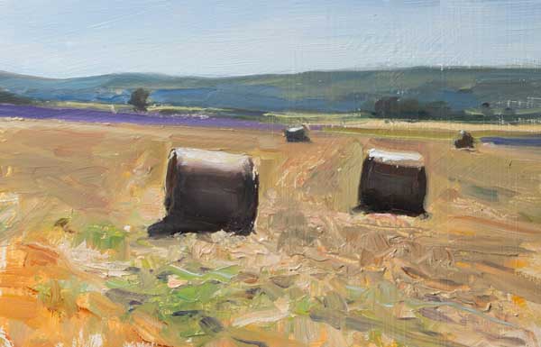 daily painting titled Hay bales at Sault