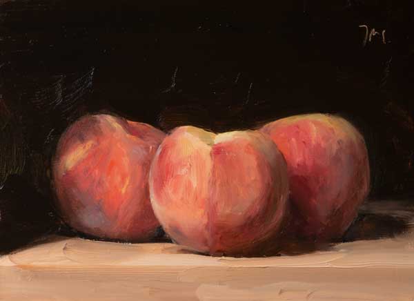 daily painting titled Trois pêches blanches