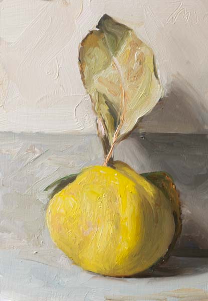 daily painting titled Quince and leaf