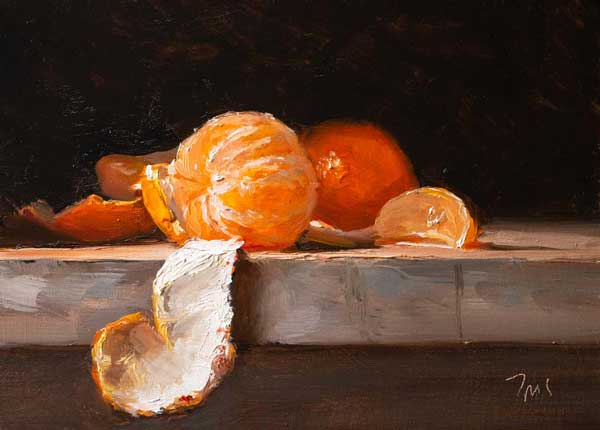 daily painting titled Peeled clementines