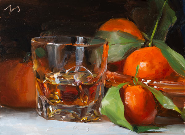 daily painting titled Single malt with Clementines 